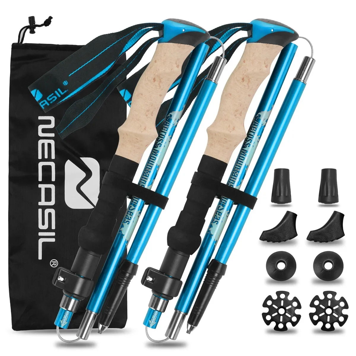 Trekking Pole Carbon - 2'li Paket Hafif Katlanabilir Trekking Batonları