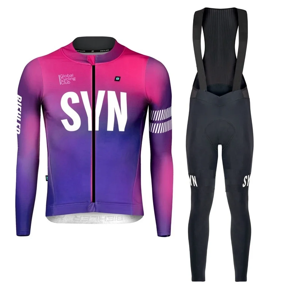 Race Bib - SYN-Renkli Uzun Kollu Erkek Bisiklet Kıyafeti